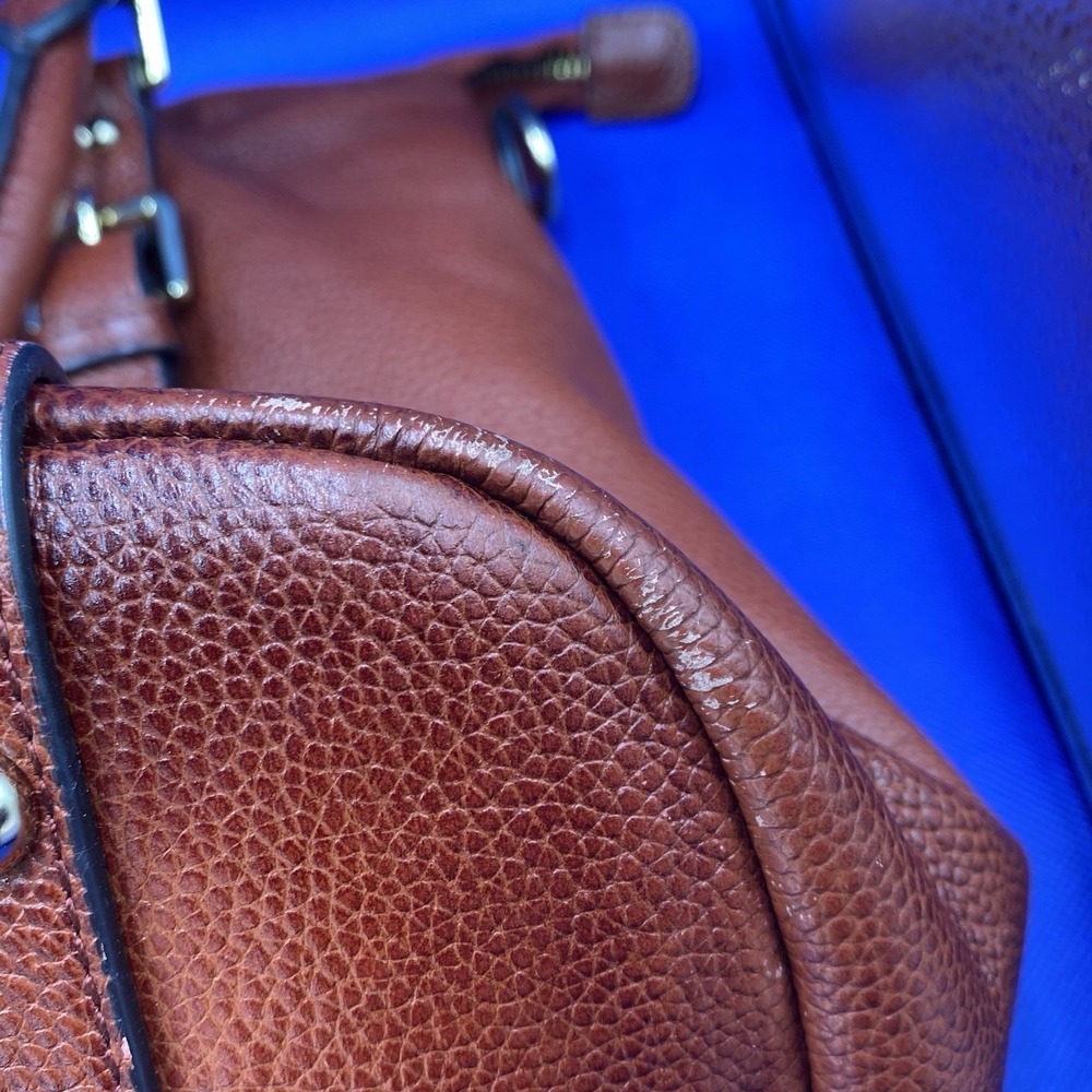 Vincenzo Leather Hand Crafted Elegance Rust  2 Handles Satchel Bag Preowned - Picture 9 of 12